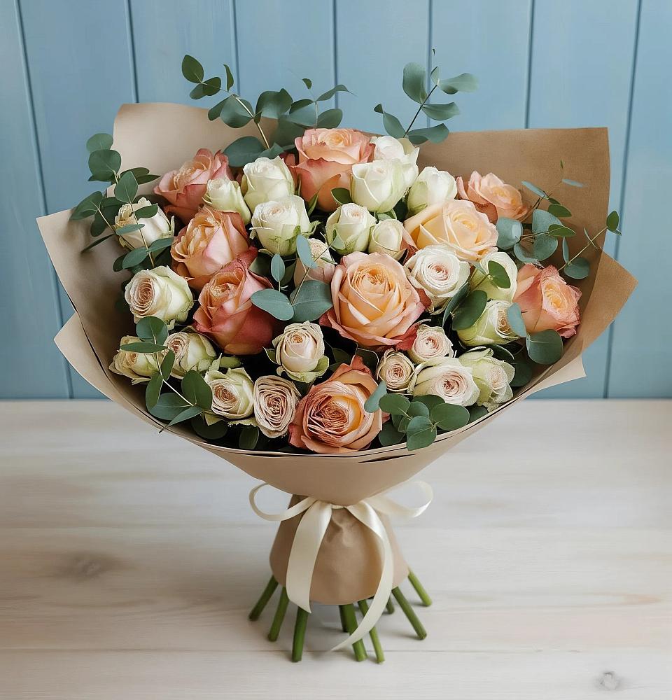 Букет цветов из: Альстромерии и Розы в Нововоронеже