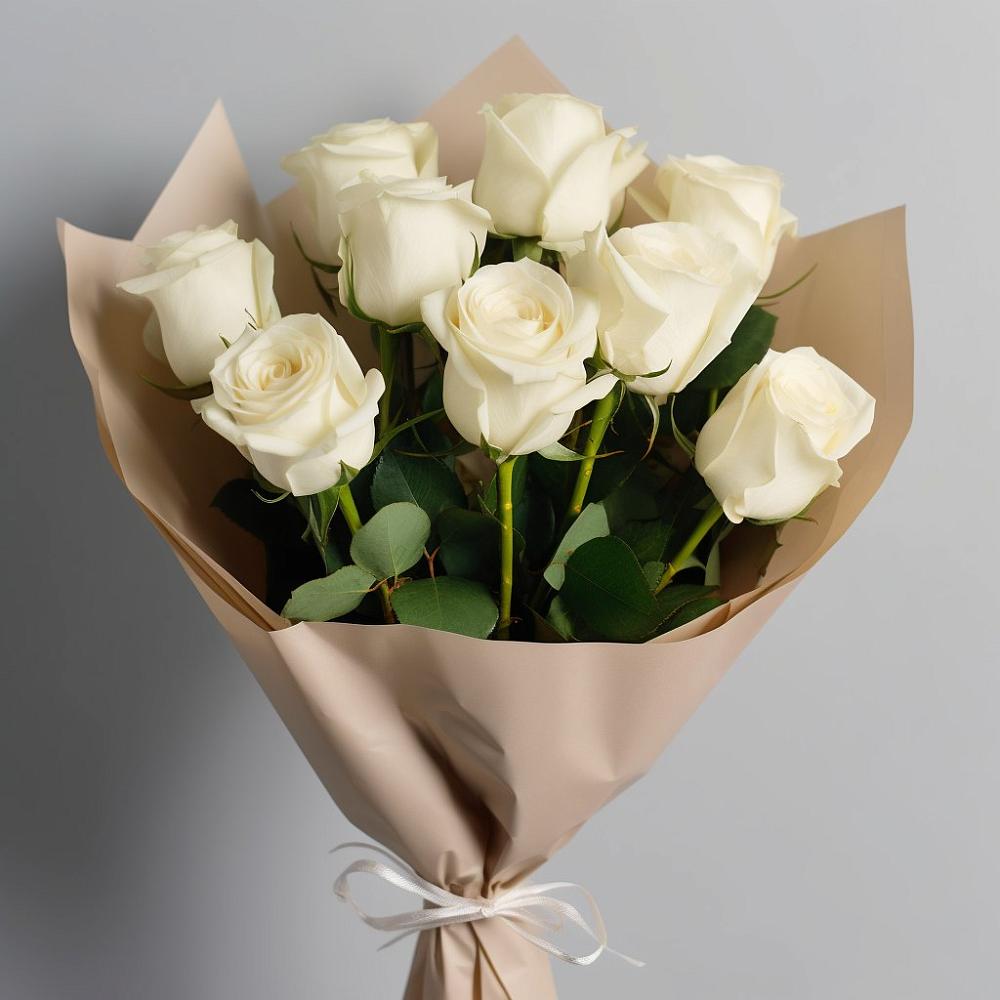 Букет 9 Белых роз Эдлесс Лав в Нововоронеже