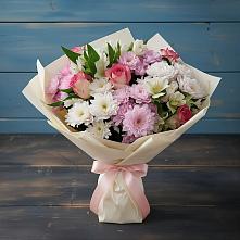 Букет цветов из:  Хризантемы, Альстромерии и Розы в Нововоронеже