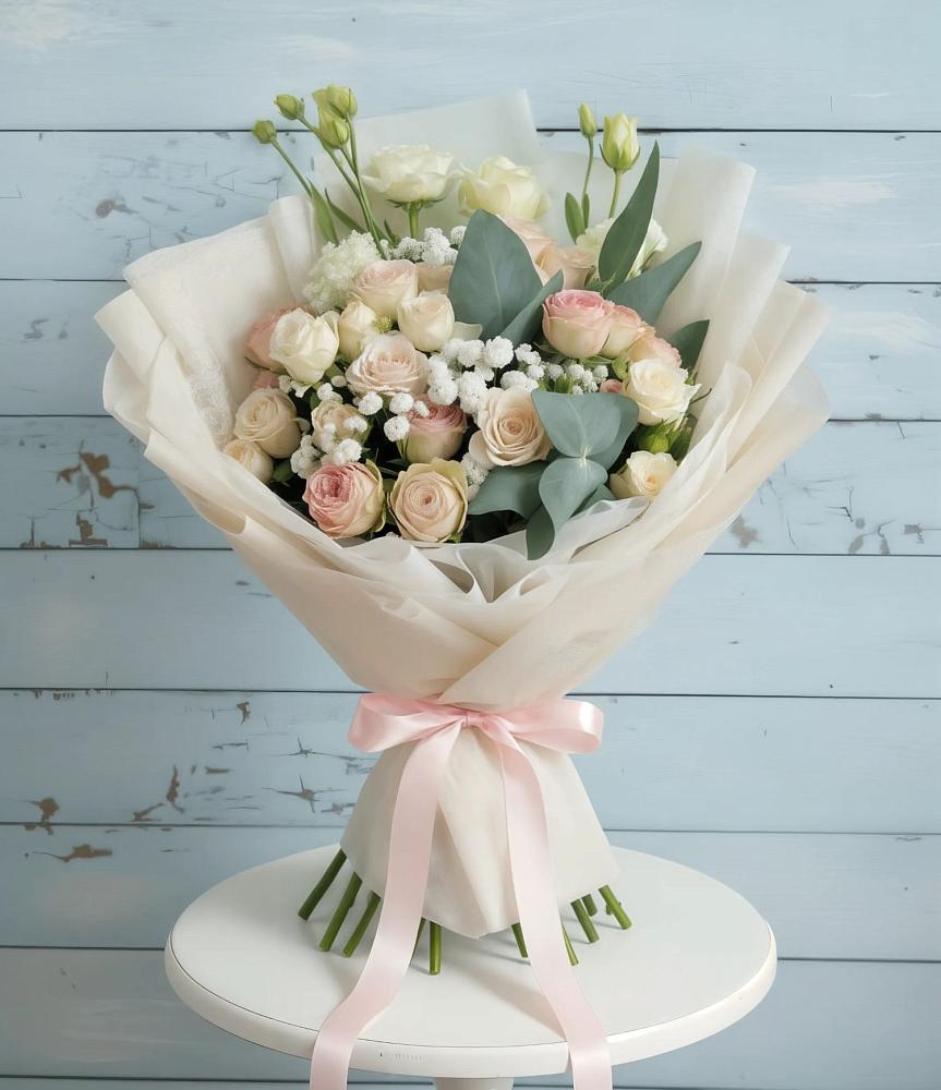 Букет цветов из: Розы и Лизиантусы в Нововоронеже