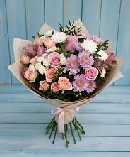 Букет цветов из:  Хризантемы, Розы и Альстромерии в Нововоронеже